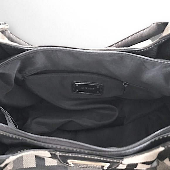 Nine West Handbag Black and Tan Geometric Pattern - Picture 10 of 11